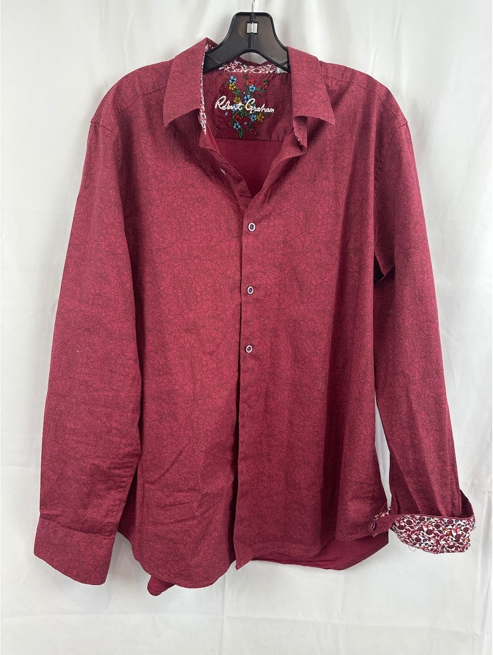 Robert Graham Men's XL Red Long Sleeve Button-Up Shirt with